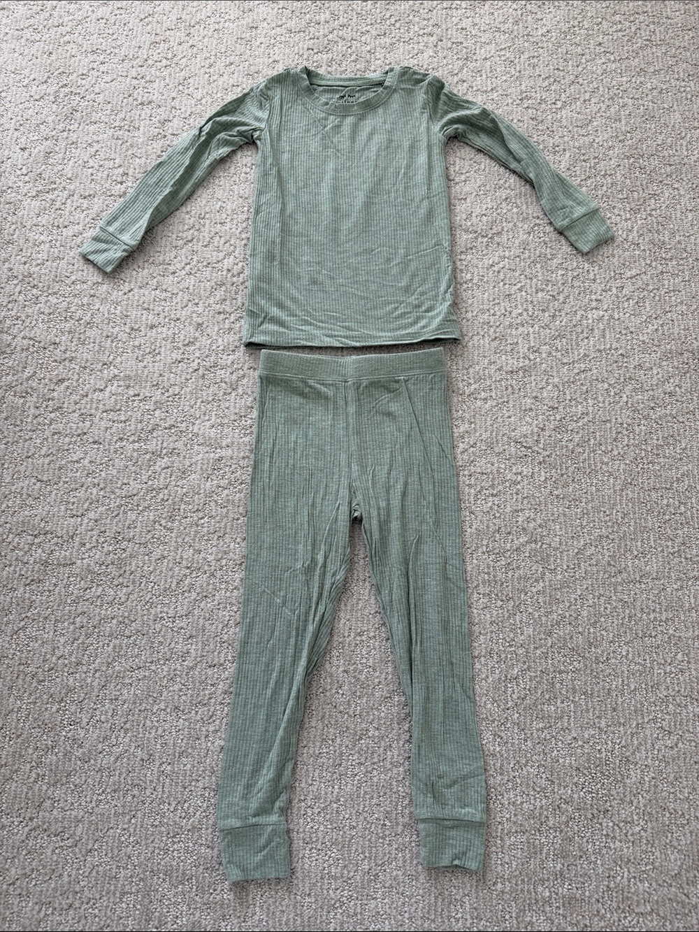 Little Sleepies Heather Sage Ribbed Long Sleeve and Pant Set